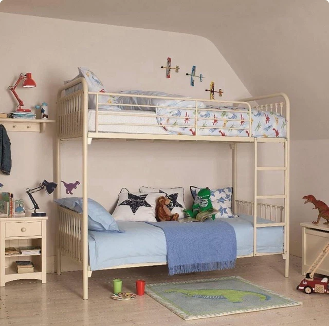DESIGNER FEATHER AND Black Bunk Beds Wrought Iron Cream £100.00