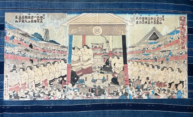 UTAGAWA KUNIAKI Japanese Woodblock Print Ukiyo-e Sumo-e Edo to Meiji period