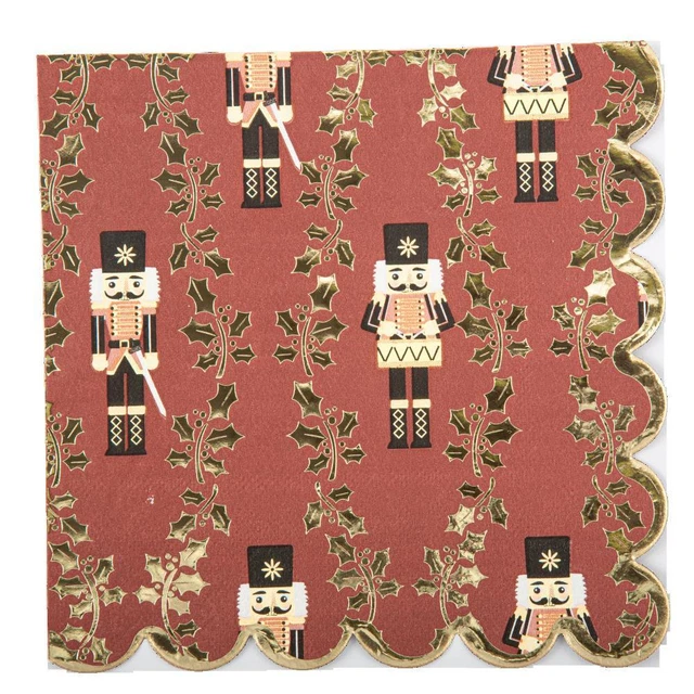 Christmas Nutcracker Paper Napkins | Gold Foiled Festive Table Decoration x 16