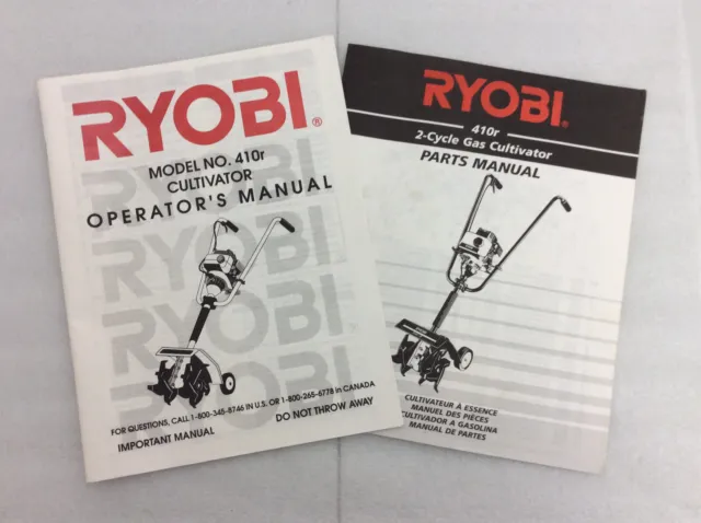 RYOBI Cultivador/Tiller Modelo 410r Manual de Propietarios/Operadores y Manual de Piezas