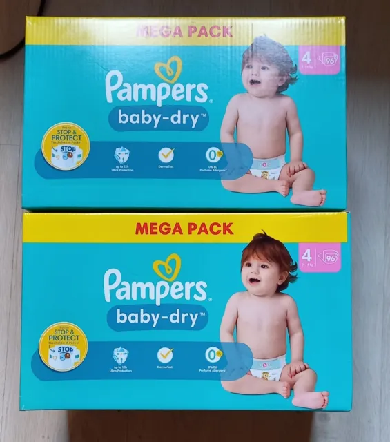 192 couches Pampers Baby dry taille 4 (2 paquets)