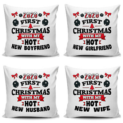 2020 First Christmas With My Hot New... Novelty Cushion Cover