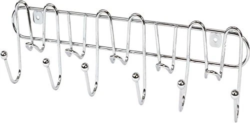 11 Hook Wall Mount Coat Rail Rack Hat Hook Organizer, Chrome