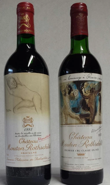 (2 bts) CHÂTEAU "MOUTON-ROTHSCHILD" 1973 & 1993. (1er Grand Cru Classé en 1973)