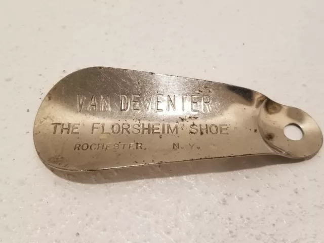 Rochester NY Metal Advertising Shoe Horn FLORSHEIM VAN DEVENTER Vintage CO1