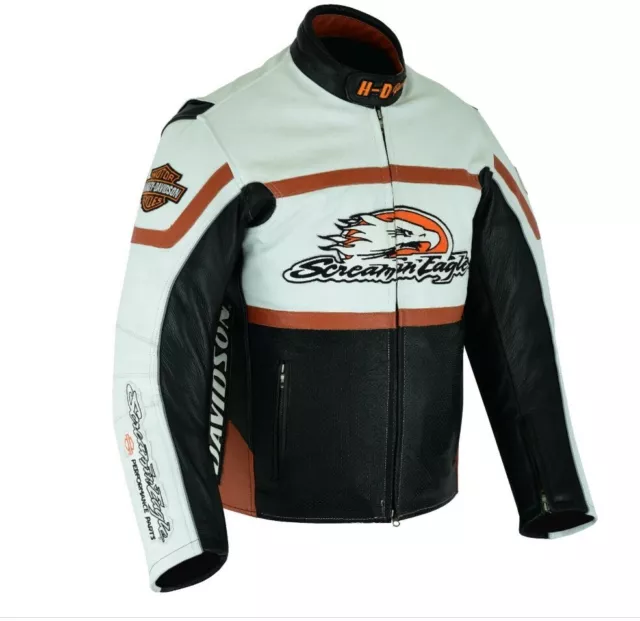 Harley Davidson Screamin Eagle Handmade Raceway Genuine Motorbike Leather Jacket