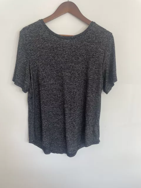 Old Navy Luxe Shirt Womens Large Black Gray Top Blouse Ladies