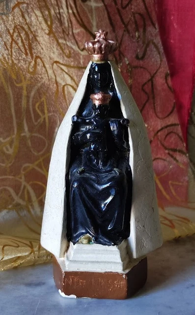 STATUE VIERGE NOIRE Notre Dame De Liesse En Platre Black Madone Virgin ...