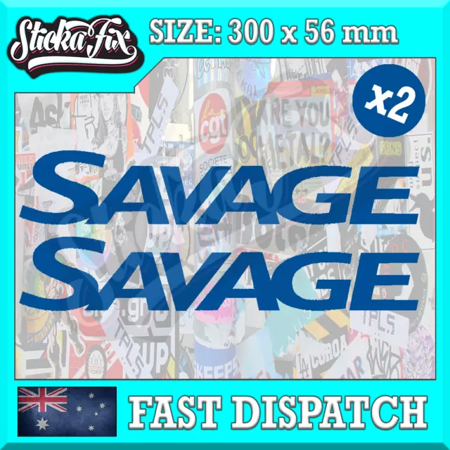 2x 300mm WIDE SAVAGE Boat Sticker to suit Trailer Dingy Vinyl Decal for Fishing