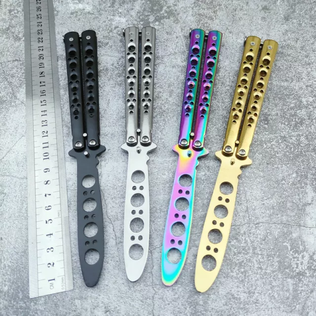 Portable Folding Butterfly Knife CSGO Balisong Trainer Stainless Steel Pocket 2