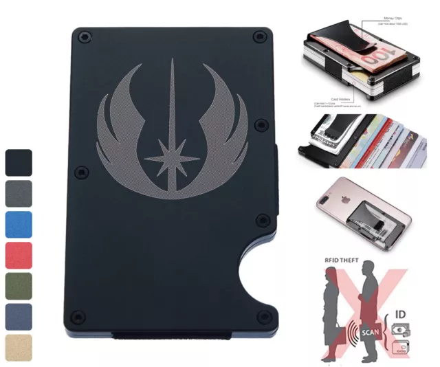 Star Wars Jedi Men RFID Blocking Aluminum Money Clip Wallet Credit Card Holder