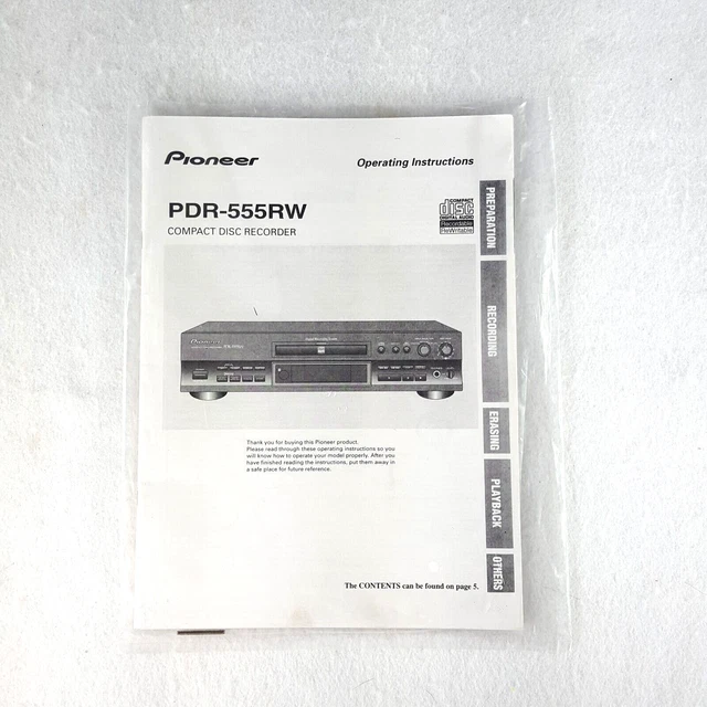 Pioneer PDR-555RW CD Compact Disc Recorder Owner's Manual Factory Issue 6