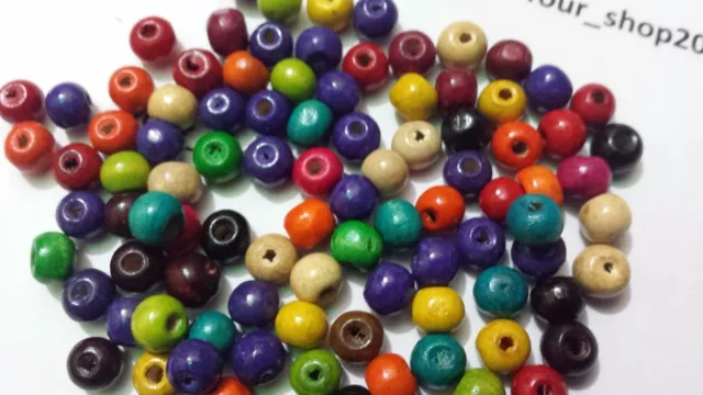 100 Wood Wooden Round/Rondelle Beads Spacer Beads Jewellery Making