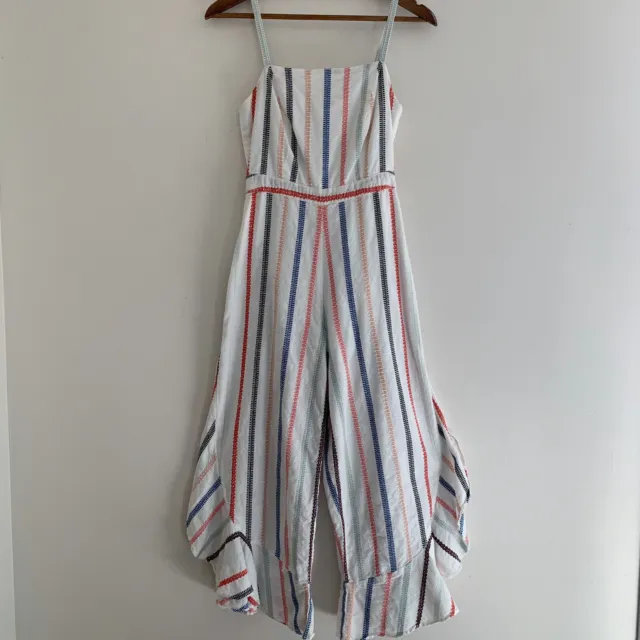 Anthropologie Red Carter Jumpsuit Small Everly Striped Ruffle