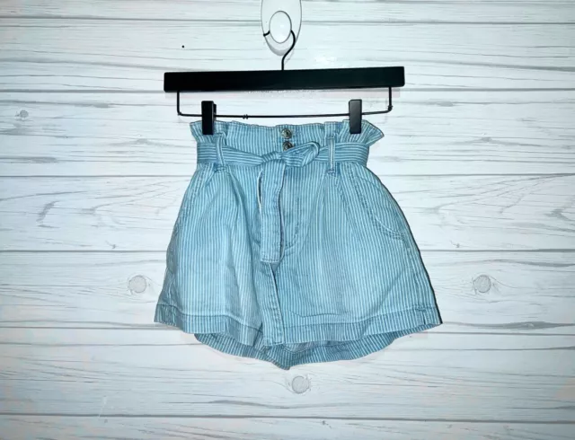 American Eagle mom shorts size 00 high rise blue striped