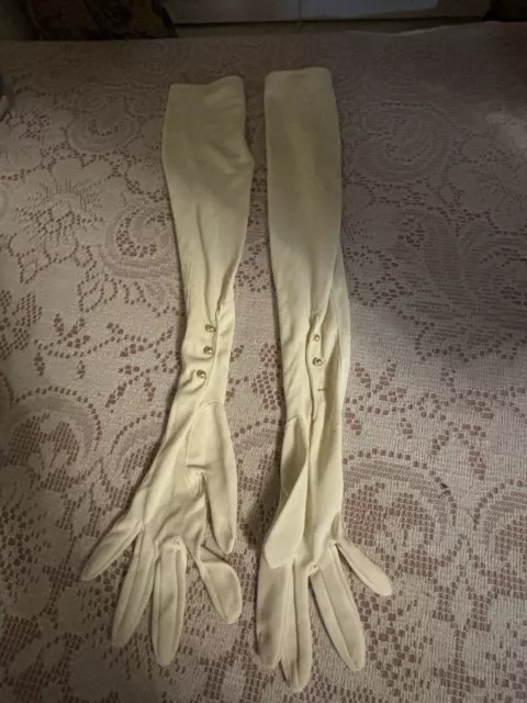 White  Evening Cocktail Opera  Pearl Long Gloves Women Prom 23”
