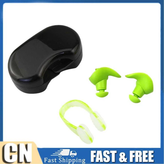 Juego de tapones para los oídos de silicona suave con clip para nariz tapones para los oídos insonorizados (verde)