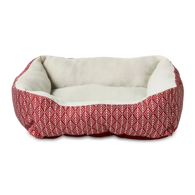 Small Cuddler Dog Cat Puppy Kitten Pet Bed, Red, 19”x15”, Typically up to 25 Lb