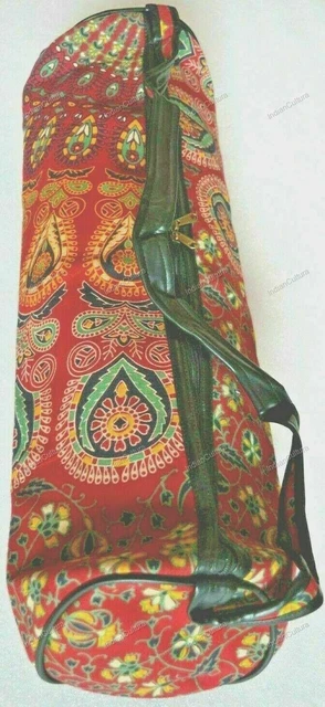 Sac à Tapis De Yoga Mandala Loup Indien – Coton, Grand, Avec Bandoulière Réglable