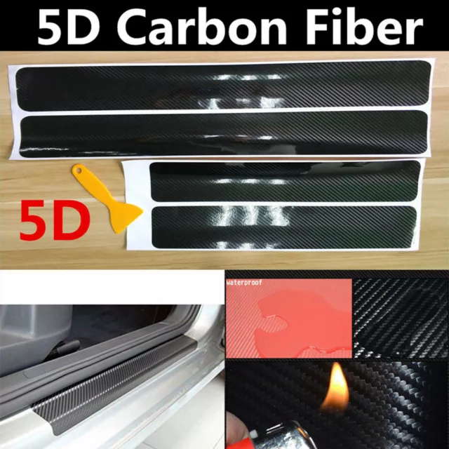 4X Carbon Fiber Car Door Plate Sill Scuff Cover Anti Scratch Sticker Accessories