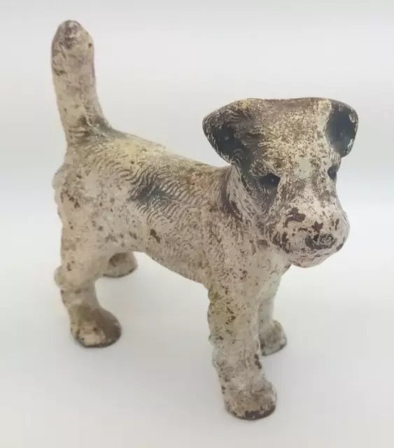 ANTIQUE - HUBLEY FOX TERRIER DOG CAST IRON Book End FOLK ART AMERICANA CANINE