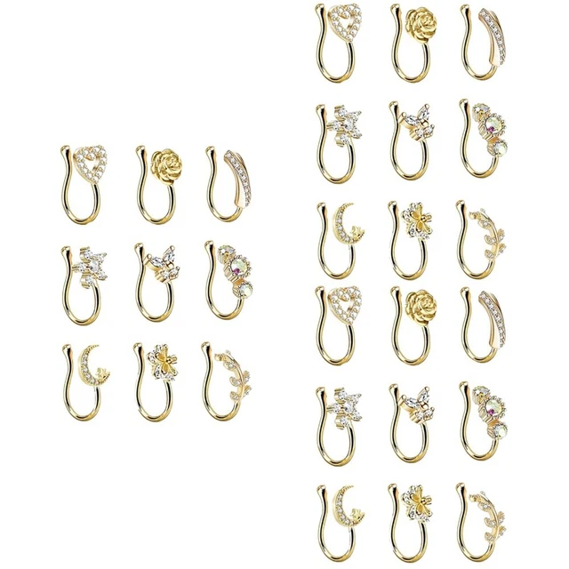 27 Pcs Falscher Nasenbügel Strass Nasenring Schmuck Fräulein
