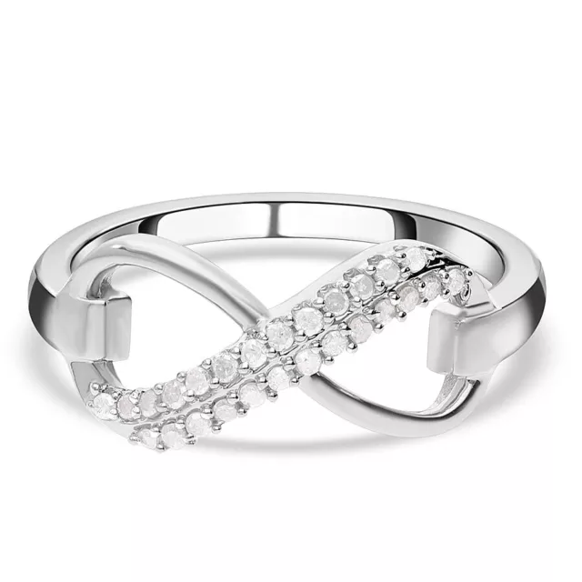 TJC Diamond Infinity Ring for Women in Platinum Over Silver