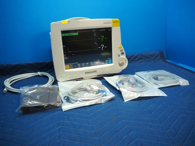 PHILIPS INTELLIVUE MP30 Patient Monitor w/ X2 & M3015A Mod. Recorder ...