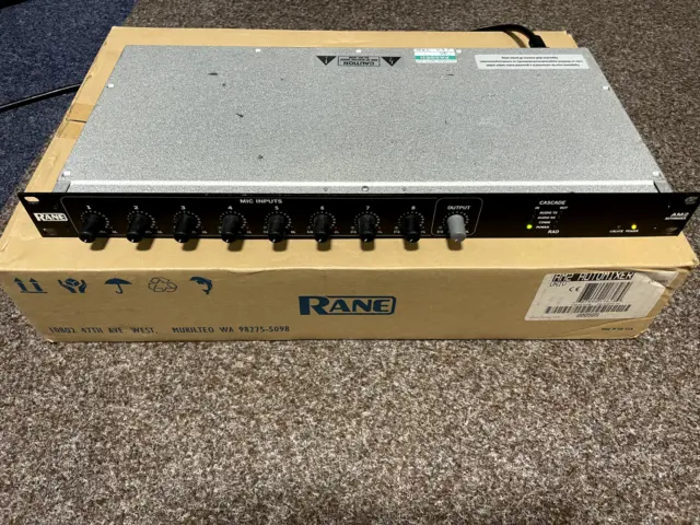 Rane AM2 8-channel Phantom XLR 1U Rack Gain-sharing Automatic Mic Mixer, boxed