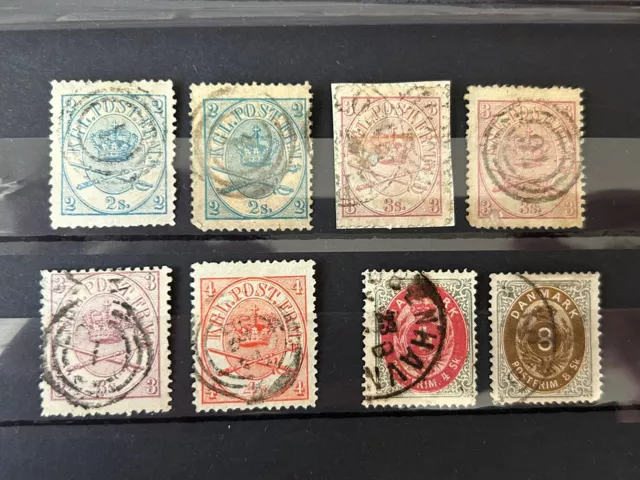 Dänemark Skillinge Lot an gestempelten Briefmarken .