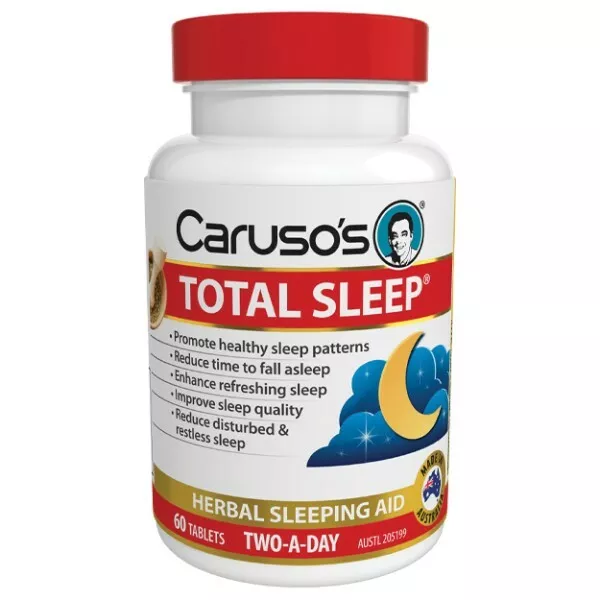 Caruso's Total Sleep 60 Tablets Herbal Sleeping Aid Fall Asleep Faster Carusos