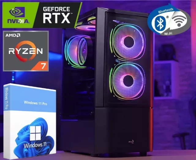 PC para juegos con Windows 11 AMD RYZEN 7 RTX 3060 12 GB GDDR6 32 GB 1 TB SSD RGB computadora