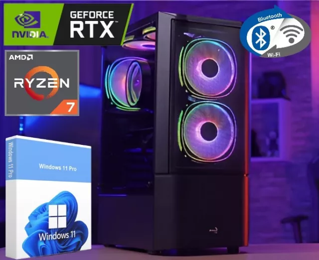 Windows 11 Gaming PC AMD RYZEN 7 RTX 3060 12GB GDDR6 32GB 1TB SSD RGB Computer