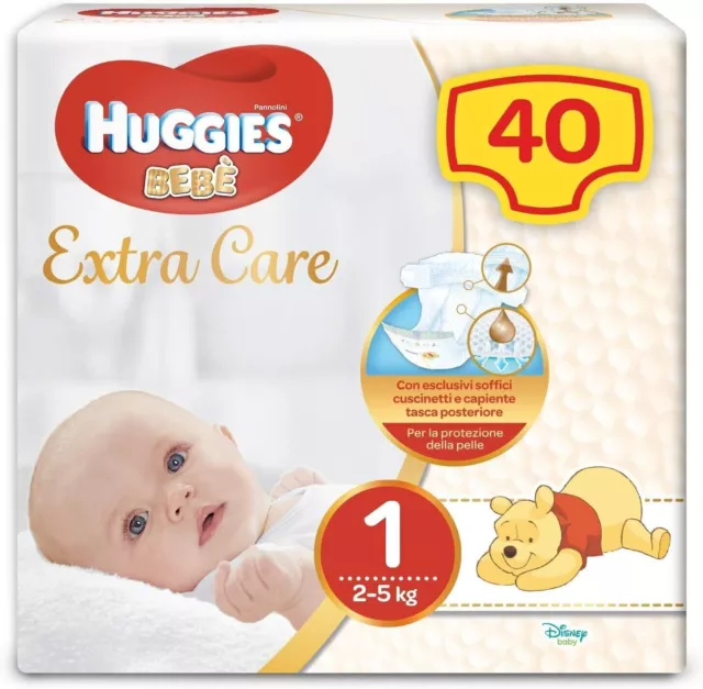 Huggies Extra Care Babywindeln Windeln Größe 2 (3–6 kg), Packung mit 108 Windeln