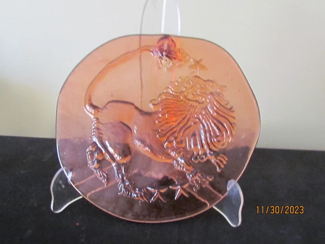 Large Leo Lion Amber Sun Catcher Scandinavian? 7 1/2"