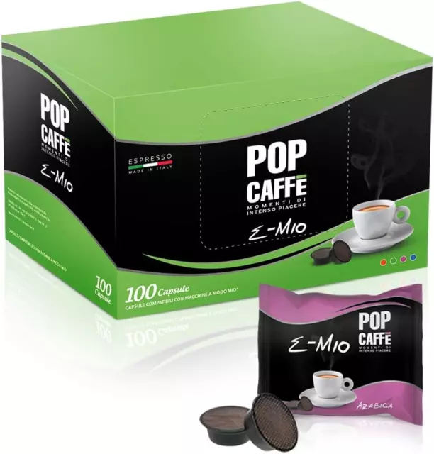 100 CAPSULE POP CAFFE' E-MIO 3 ARABICOCOMPATIBILI LAVAZZA a MODO MIO