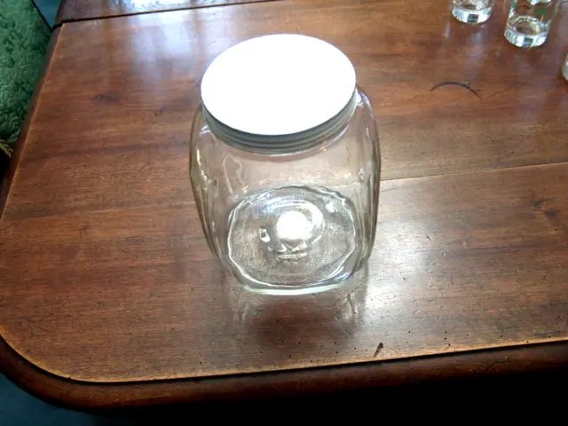 Vintage HAZEL ATLAS Glass Storage Jar  #5238 1 Gallon ~ ORIGINAL PAINTED TIN LID