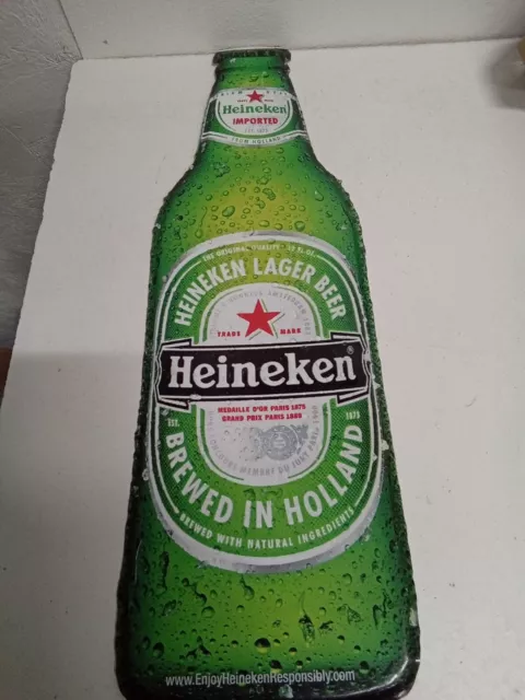 2000 HEIEINEKEN Beer Embossed Metal Bottle Shaped 23" Bar Sign #B3