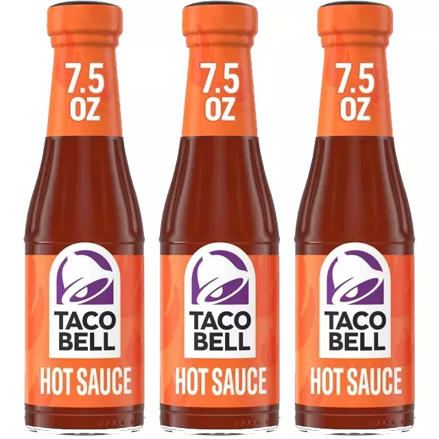 Taco Bell 3 Pack Hot Sauce 7.5 oz Glass Bottles Fajita Mexican Food Condiment