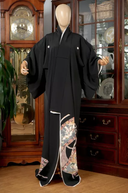 Dear Vanilla Japanese Silk Tomesode Kimono Women's Authentic Japan Vintage Mint