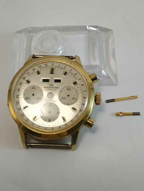 WAKMANN TRIPLE DATE chronograph Valjoux 730 case dial crown