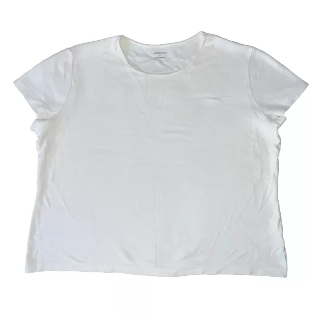 Croft & Barrow Women’s LG White Crew Neck Cap Sleeve T-shirt Pullover Cotton Top