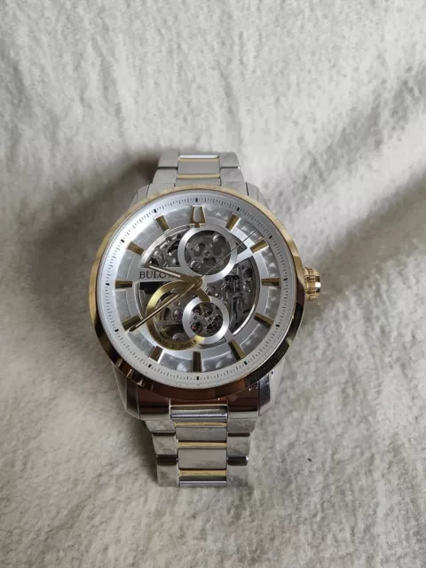 Bulova Men's Automatic Sutton Skeleton Dial Two-Tone Bracelet Watch 43mm 98A214