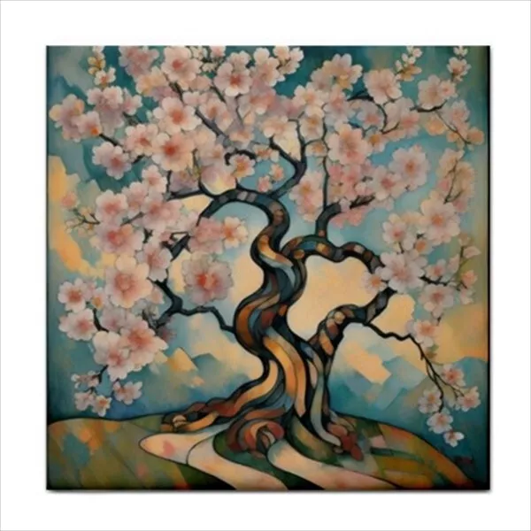 Cherry Blossom Tree Ceramic Tile Backsplash Border Wall Decor Art