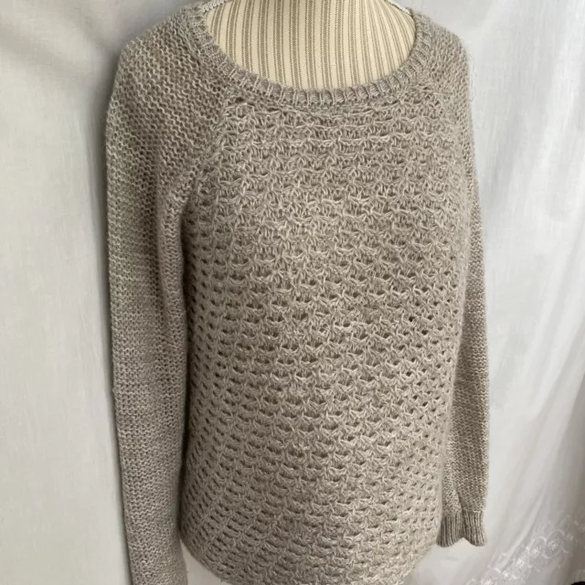 BENETTON LUXUS Strick Pulli PULLOVER Beige Cream Gold +Mohair S M 38 36 NEUW🌟