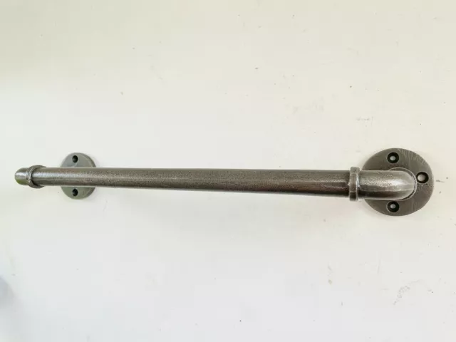 Industrial Vintage Towel Rail Pipe Fittings 36.5cm Aged Black Bathroom Kitchen