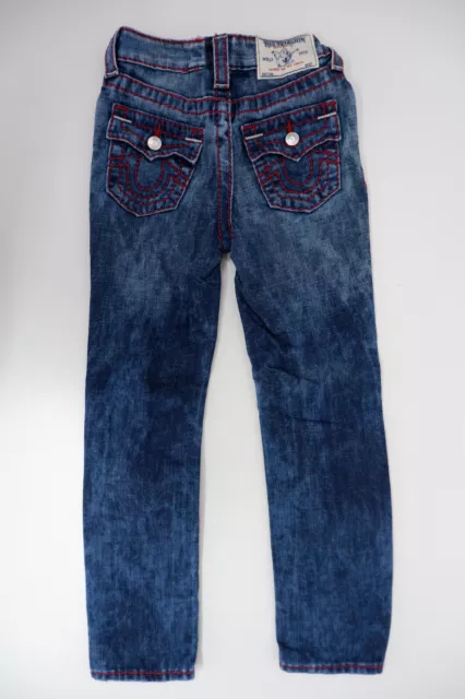 True Religion Boys Slim Fit Jeans Age 7 Yrs Dark Blue Acid Wash Denim Y2K