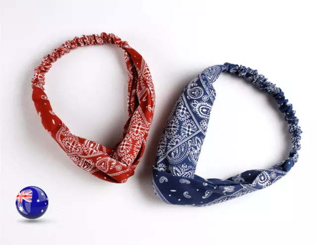 Women Girl Retro Twist cross Hip hop dance Paisley Bandana Hair Headband Scarf