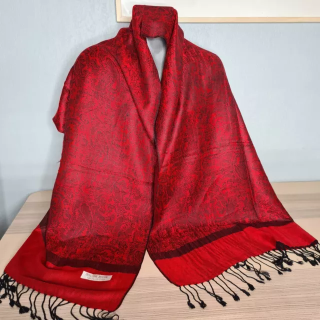 Echarpe pashmina Soie et Laine frange Etole châle foulard femme automne hiver