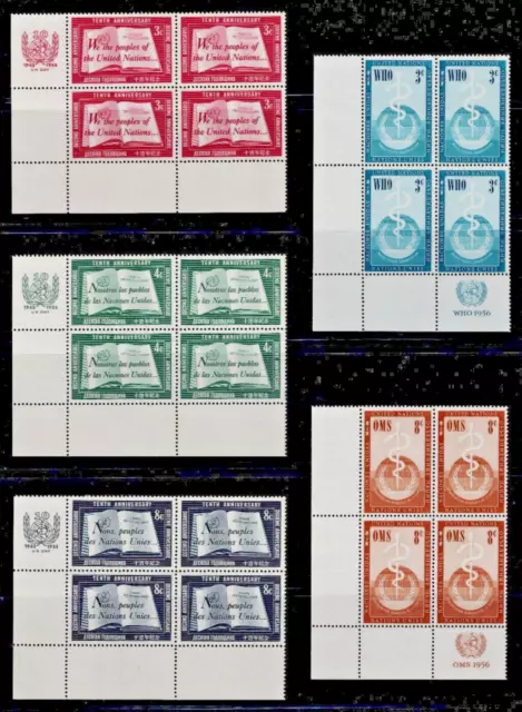 UNITED NATIONS STAMPS F-VF MNH INSCRIPTION PLATE BLOCKS  SC.#'s  31 TO 44 2